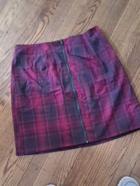 torrid Red Plaid Front-Zip Mini Skirt